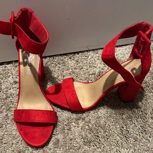 Thick strap/chunky red heels